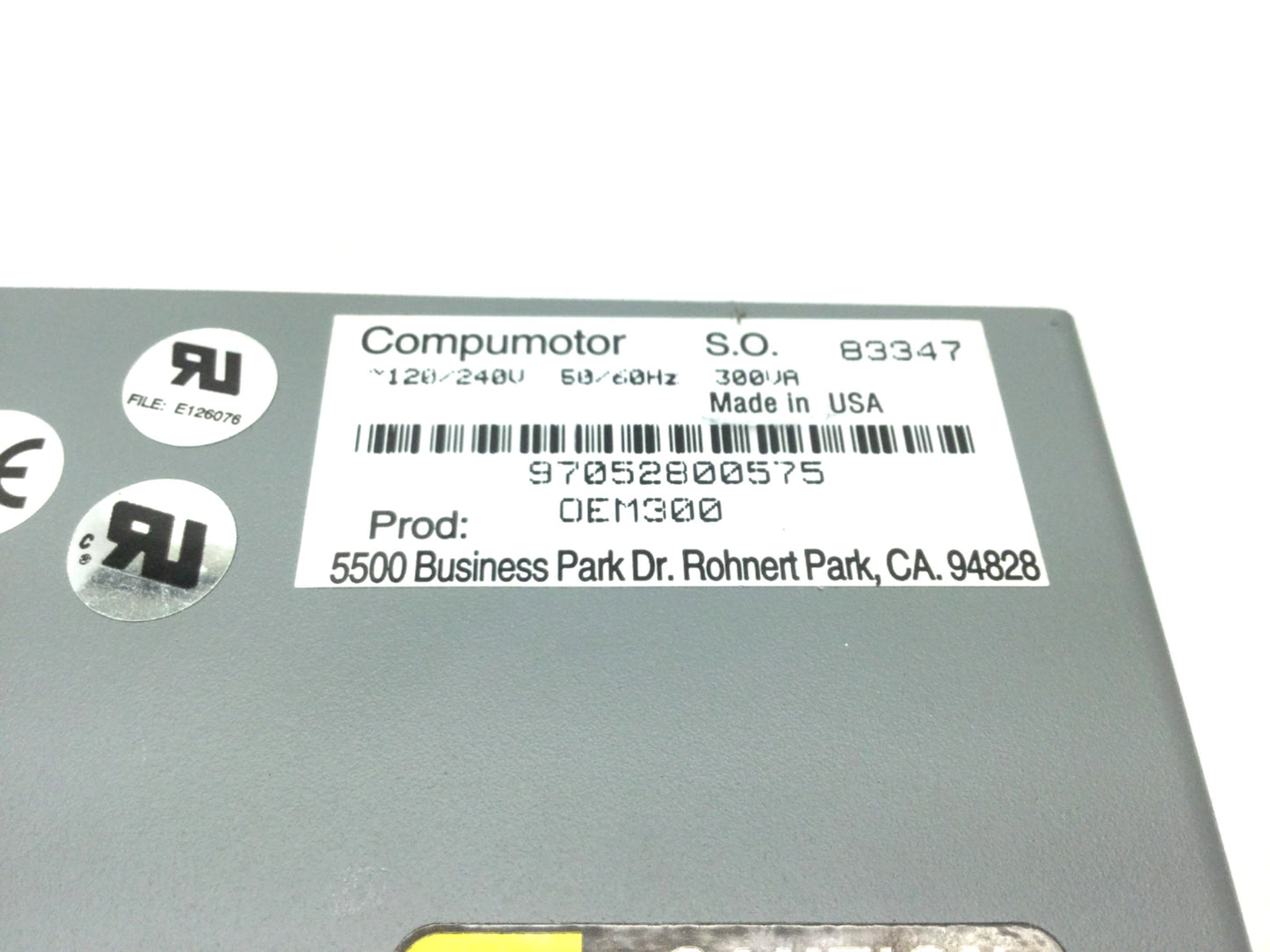 Used Parker Compumotor Power Module, In: 90-132/180-265VAC, Out: 75VDC OEM300