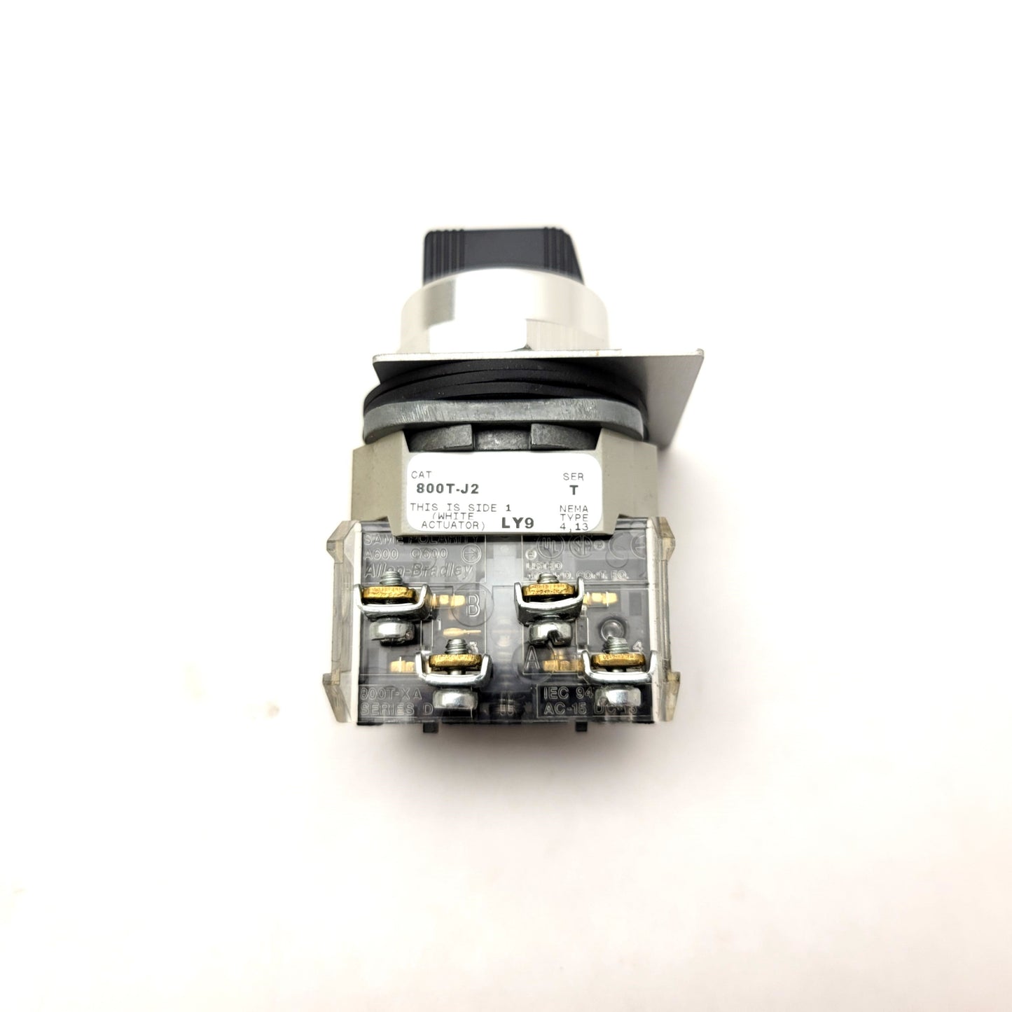 Used Allen Bradley 800T-J2 3-Position Selector Switch 30mm Type 4/13 Non-Illuminated