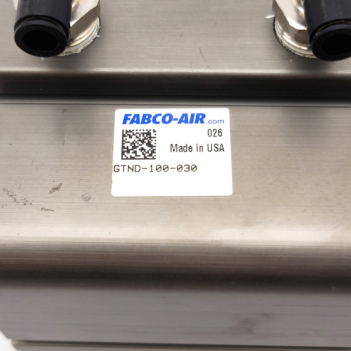 Used Fabco GTND-100-030 Double Acting Cylinder Bore: 100mm Stroke: 30mm Shaft: 30mm