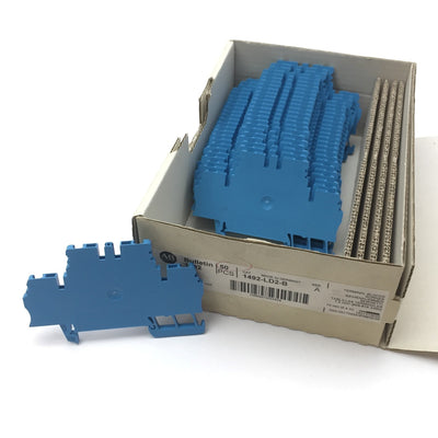 New – Open box Lot of 25 Allen Bradley 1492-LD2-B Feed-Through Blue Terminal Blocks, 600V 10A