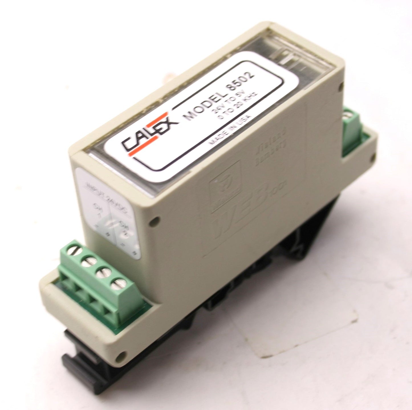 Used Calex 8502 Two Channel Converter, Input 24VDC, 0-20KHz, Din Rail Mount