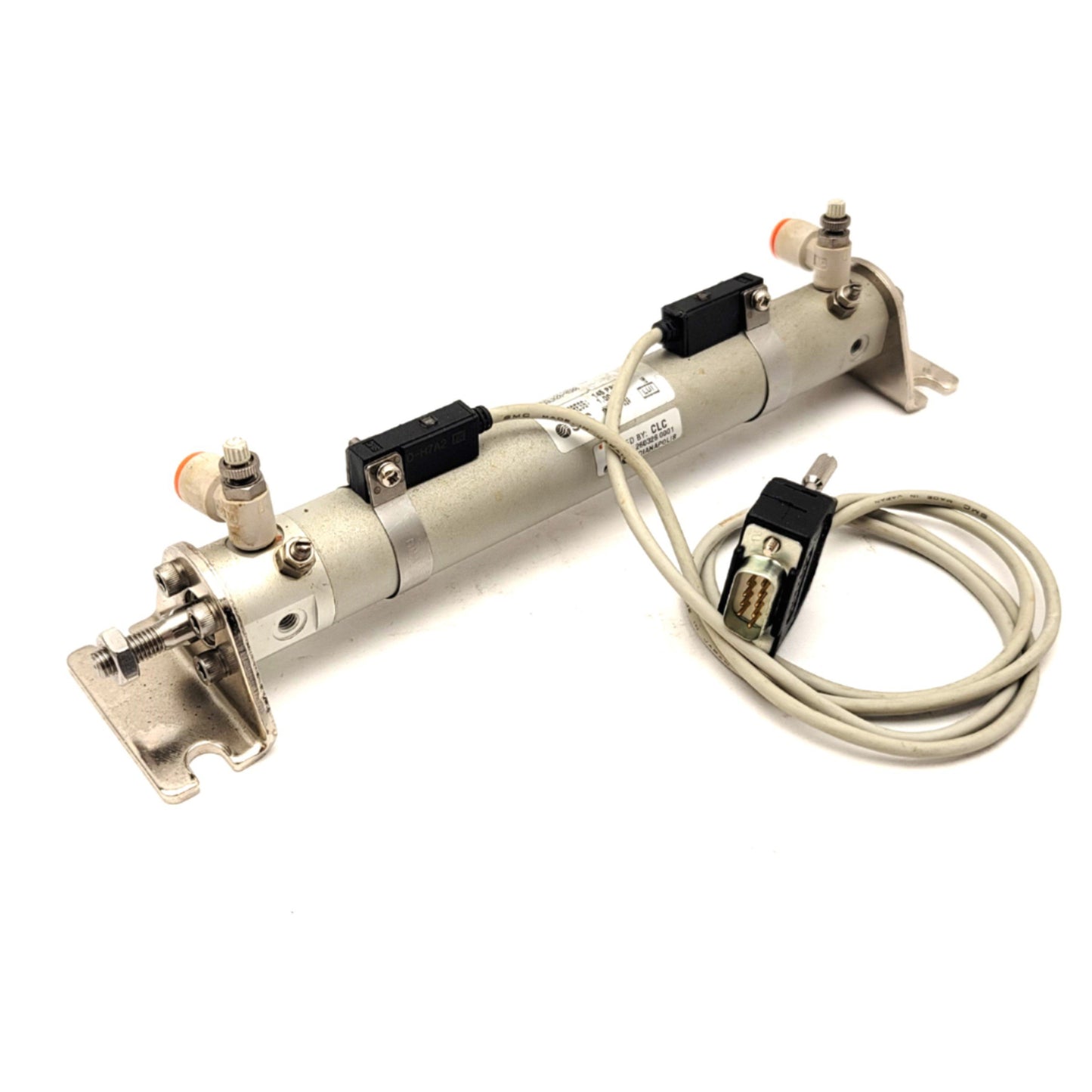Used SMC NCDGLA20-0500 Double Acting Round Body Cylinder W/2x D-H7A2 Auto Switches