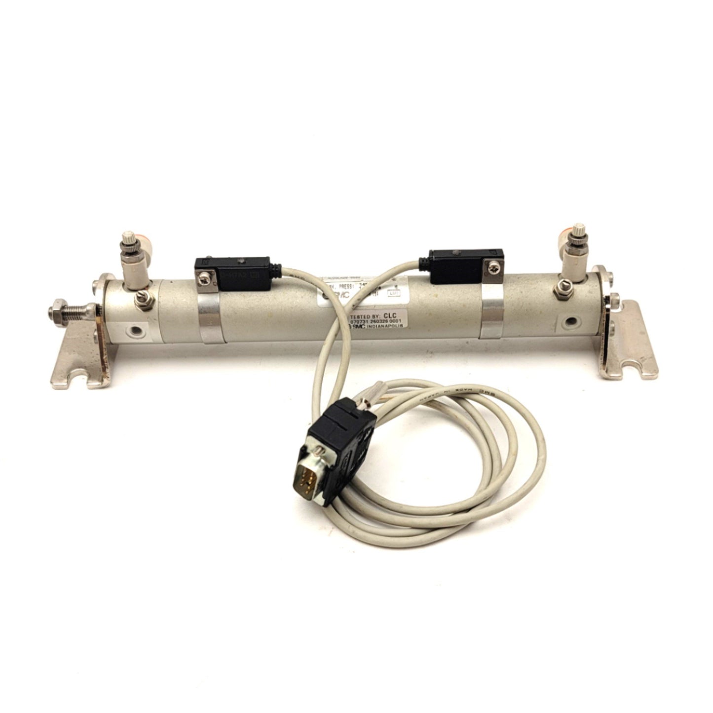 Used SMC NCDGLA20-0500 Double Acting Round Body Cylinder W/2x D-H7A2 Auto Switches