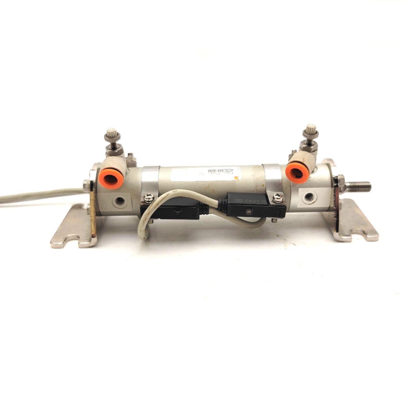 Used SMC NCDGLA20-0200 Double Acting Round Body Cylinder W/2x D-H7A2 Auto Switches