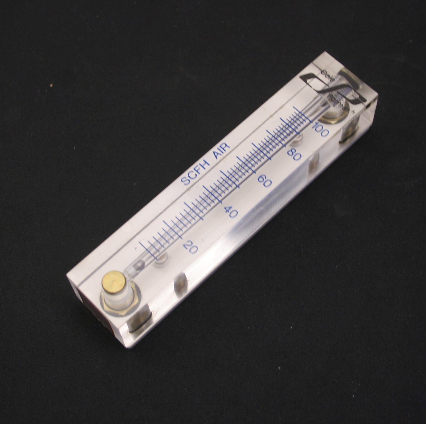 Used Cole Parmer 0-100 SCFH Air Flowmeter, 1/8" NPT, 100psig & 150°F Max