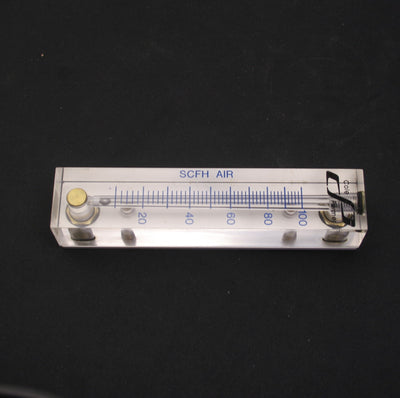 Used Cole Parmer 0-100 SCFH Air Flowmeter, 1/8" NPT, 100psig & 150°F Max