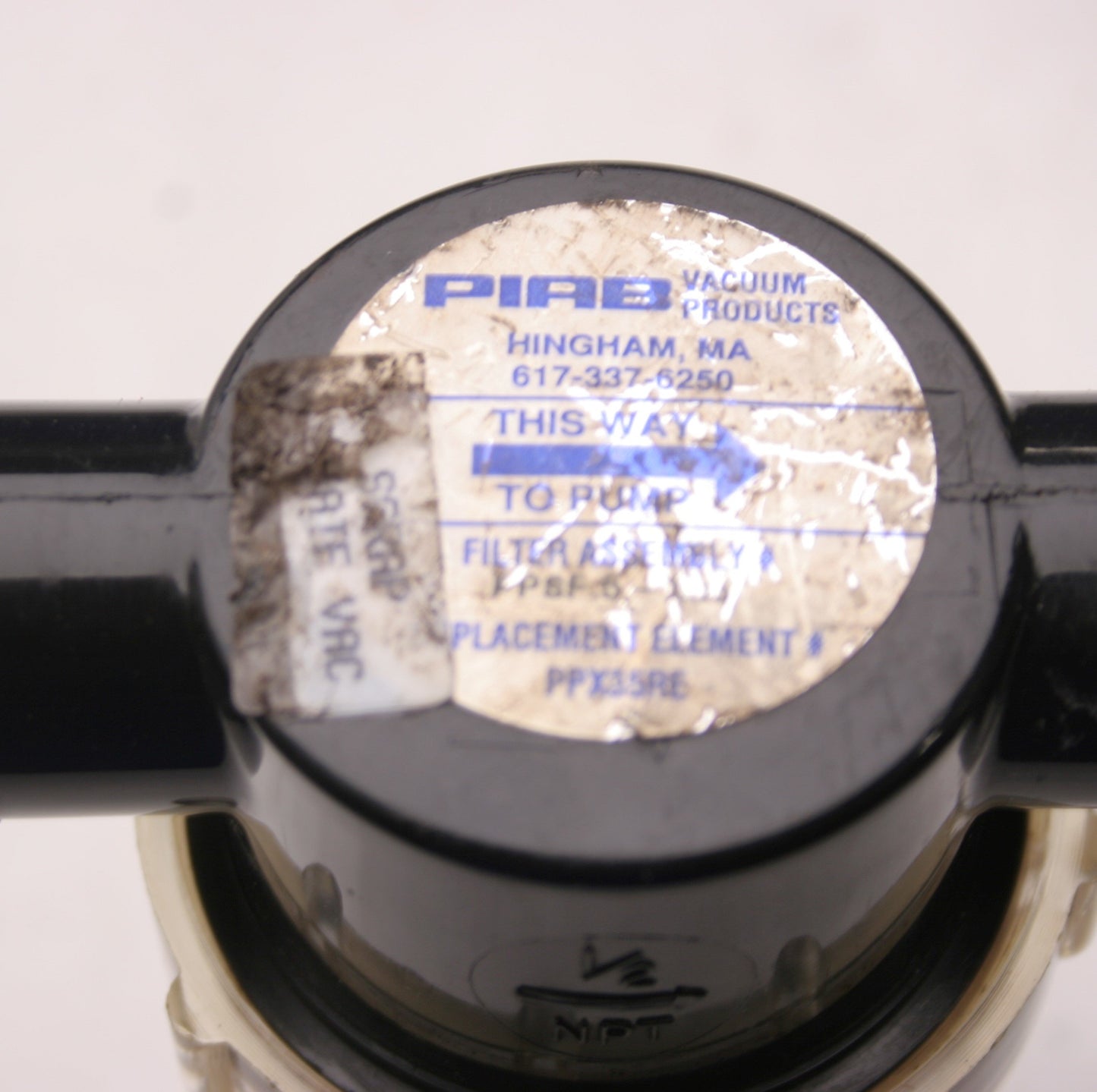 Used PIAB PPSF.5-X35 Filter Assembly & Element for Vacuum Pumps, 10µm, 1/2" NPT