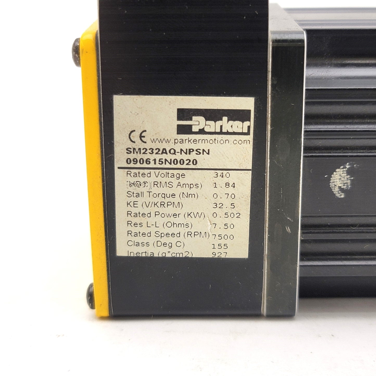 Used Parker SM232AQ-NPSN Servo Motor Voltage: 340V, Shaft: 3/8", NEMA 23 Mounting