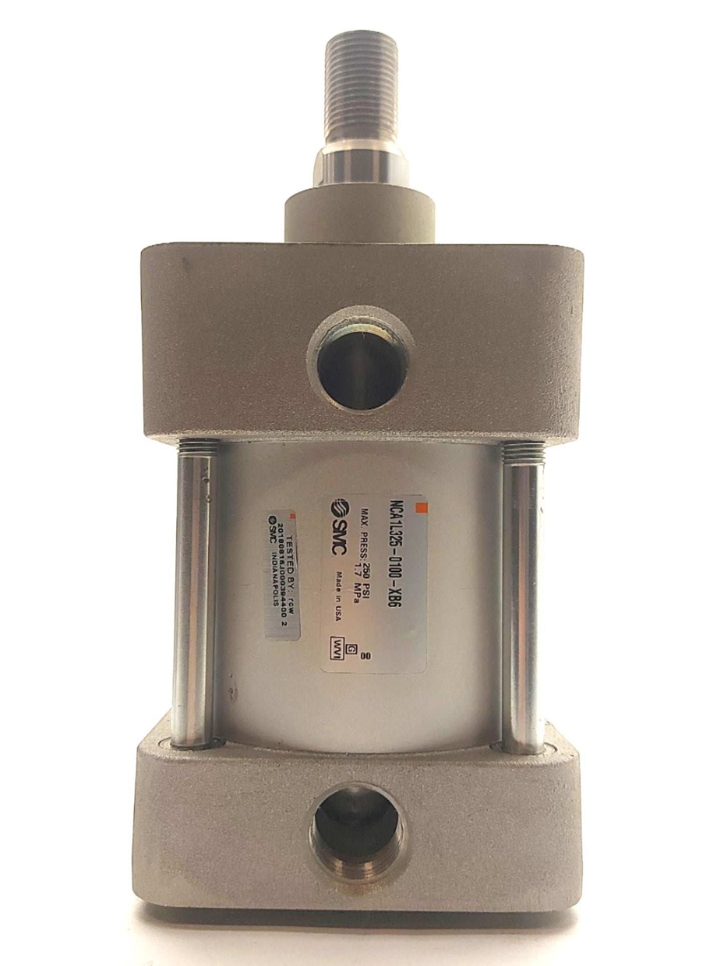 Used SMC NCDA1L325-0100-XB6 Pneumatic Cylinder, 1" Stroke, 3.25" Bore, ⅜"NPT, 250PSI