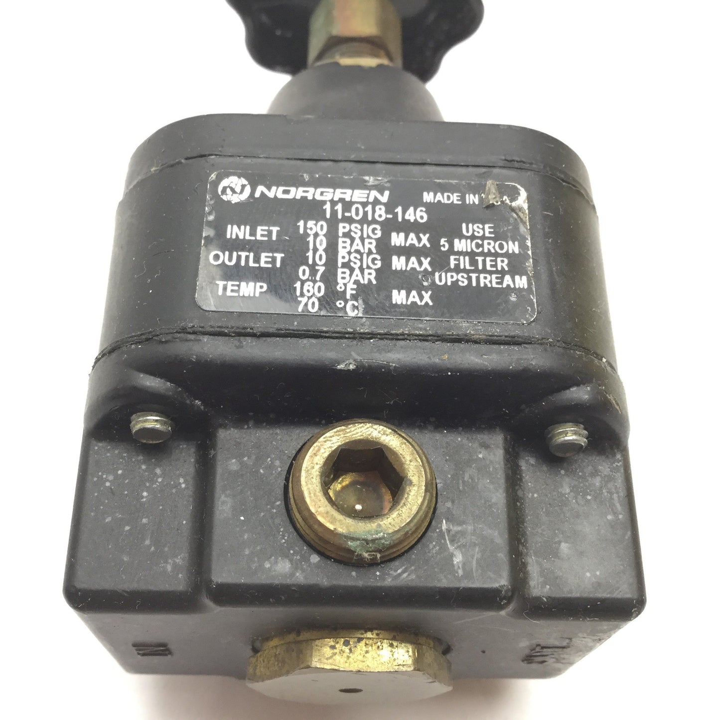 Used Norgren 11-018-146 Regulator, Inlet: 150psi Max, Outlet: 10psi Max, 1/4" NPT