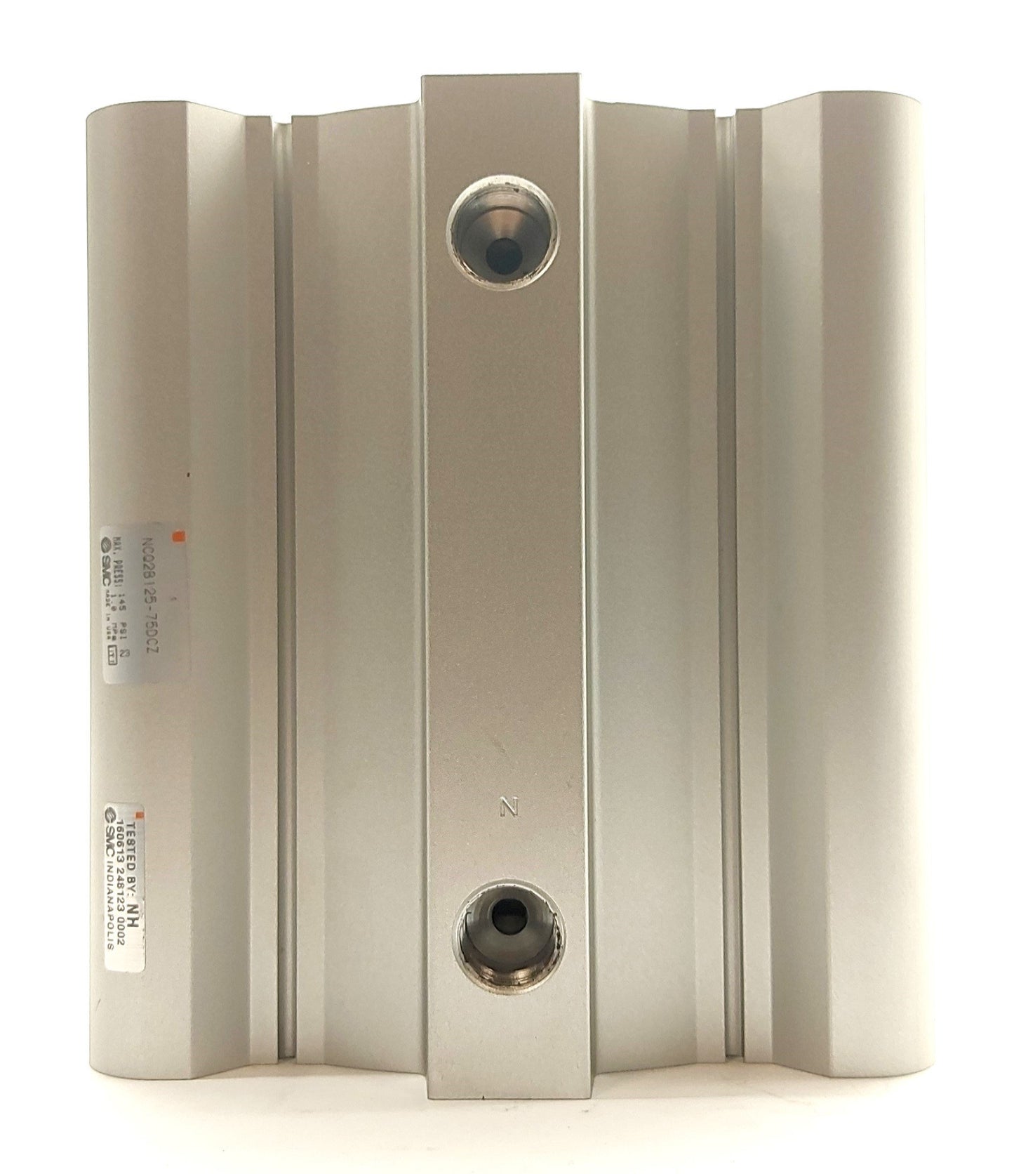 Used SMC NCQ2B125-75DCZ Pneumatic Cylinder, 75mm Stroke, 125mm Bore, 3/8"Rc, 145PSI