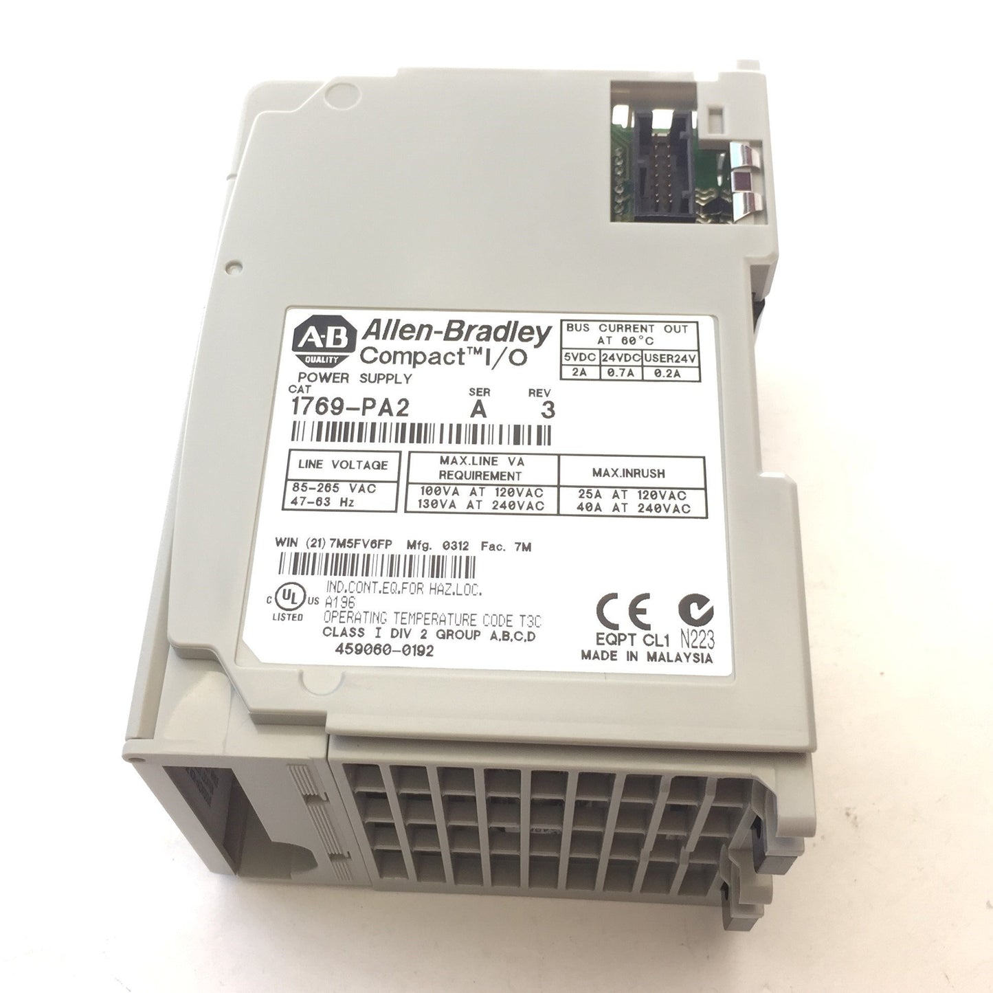 New – Open box Allen Bradley 1769-PA2 Compact I/O Power Supply 120/240VAC Input, 5/24VDC Output