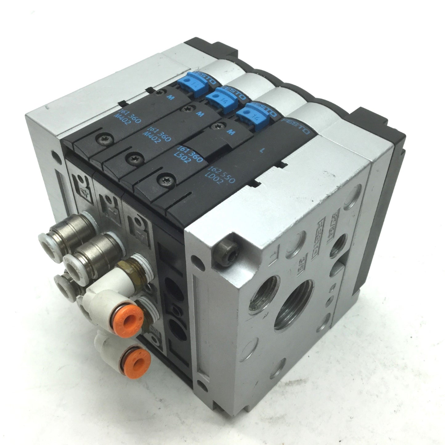 Used Lot of 3 Festo CPV14-M1H-5LS-1/8 Solenoid Valves on Manifold, 5-Port 2-Pos