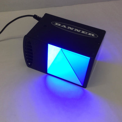 Used Banner LEDBO100M Machine Vision On-Axis Diffuse Light Box Blue LED 470nm 24VDC