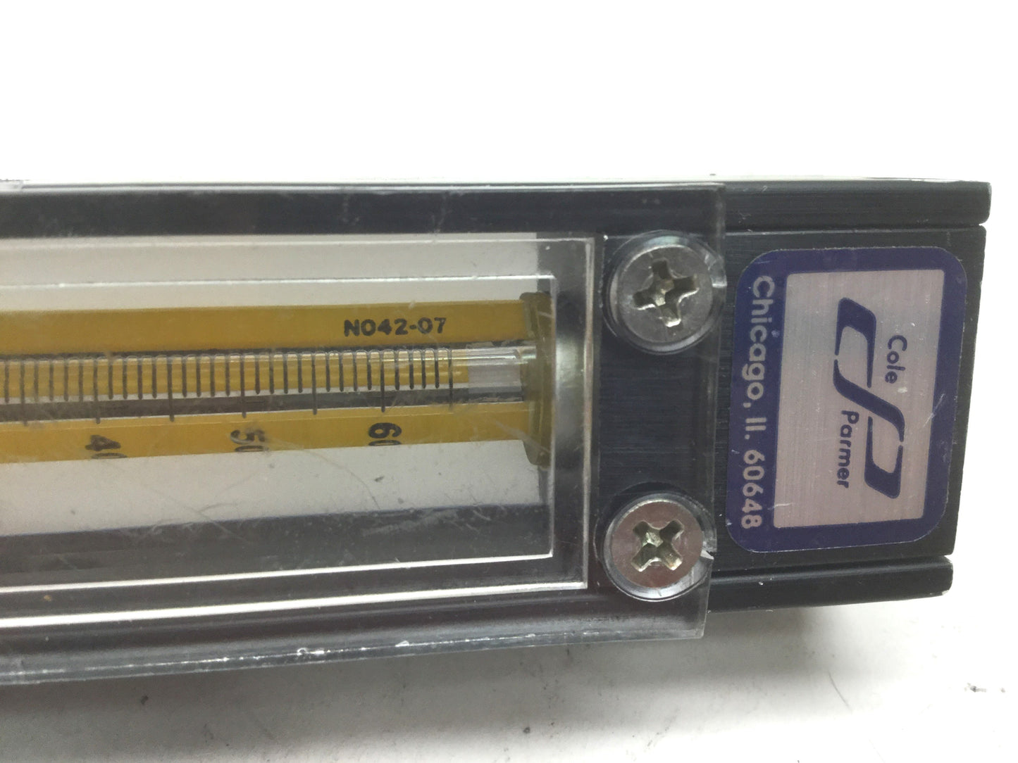 Used Cole Parmer EW-03216-50 Air Flow Meter Scale: 65mm 8.3mL/min With Valve