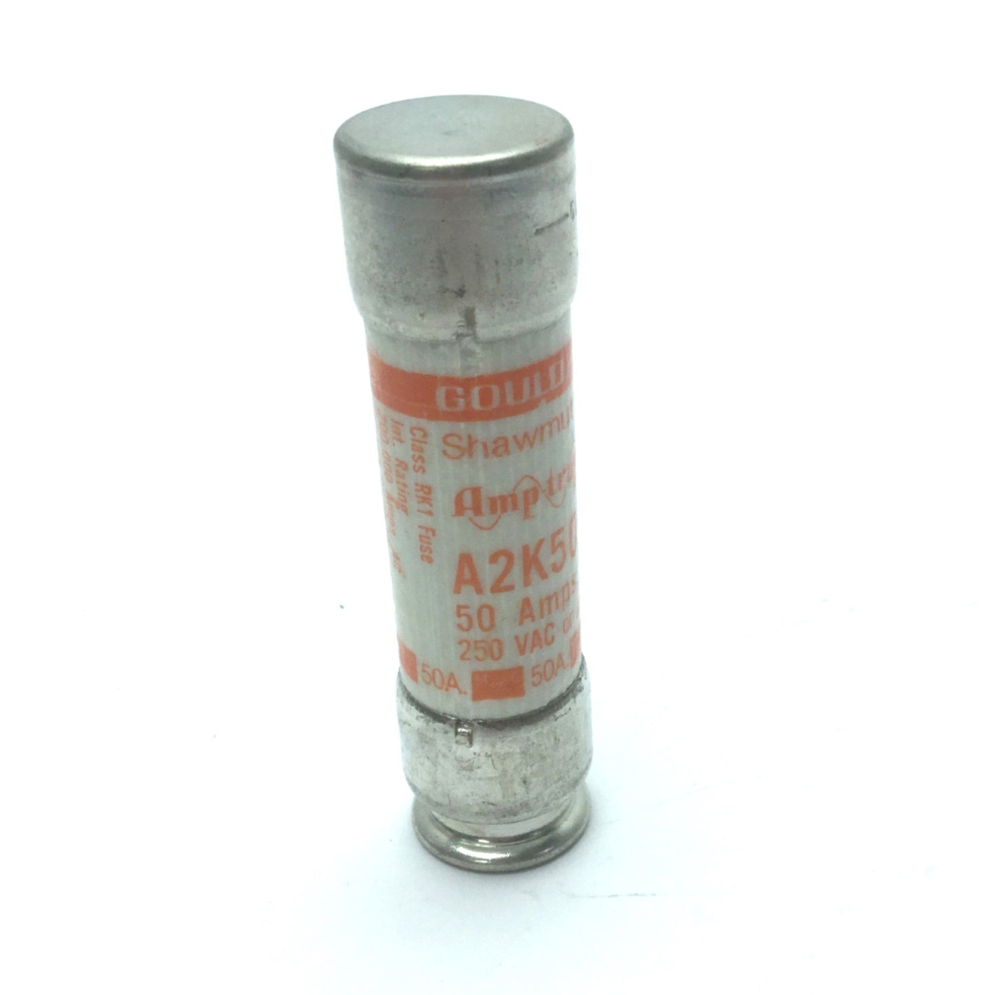 Used Lot of 4 Gould Shawmut Amp-trap A2K50R 50 Amp Fuses, 3" x 0.8", 250 VAC Or Less