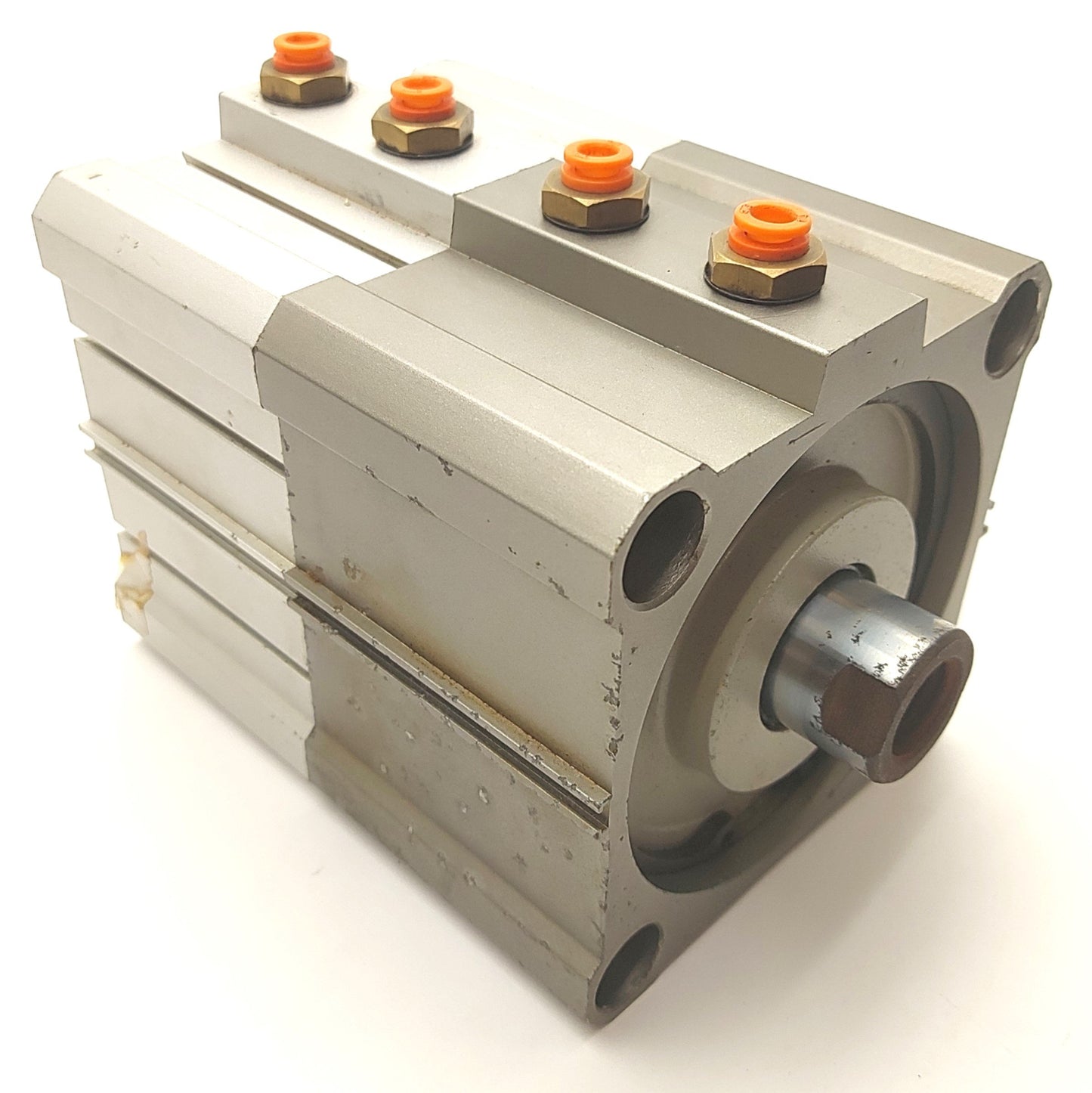 Used SMC CDQ2B100-10+0D-XC11 Dual Stage Pneumatic Cylinder 2x 10mm Stroke 100mm Bore