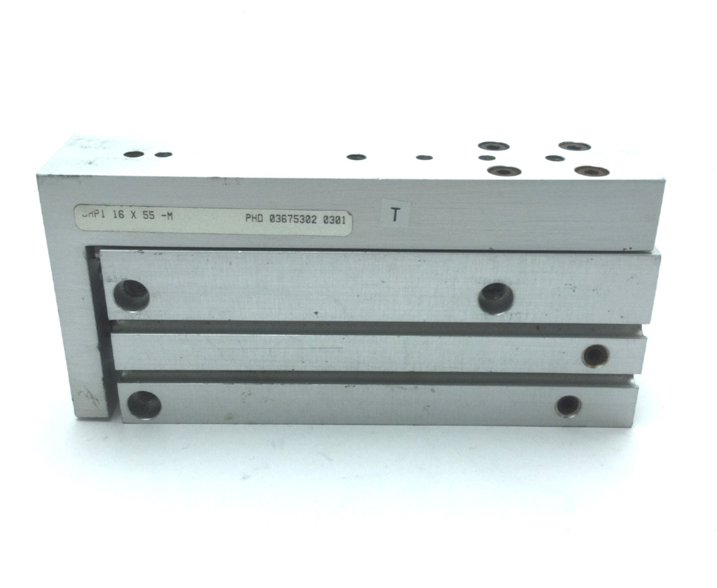 Used PHD SHP1 16x55-M Pneumatic Cylinder Slide, 16mm Bore, 55mm Stroke, M5x0.8 Ports