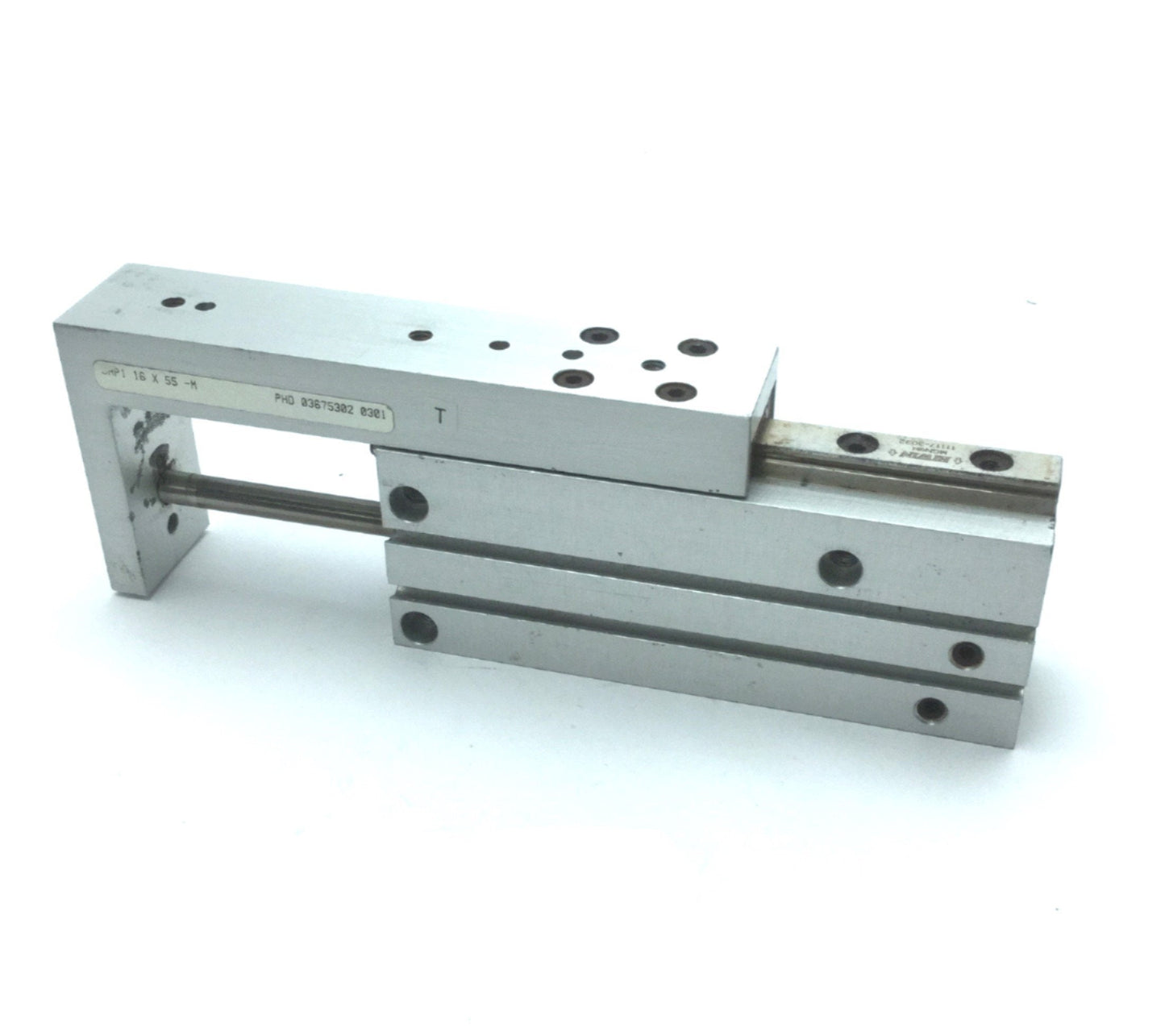 Used PHD SHP1 16x55-M Pneumatic Cylinder Slide, 16mm Bore, 55mm Stroke, M5x0.8 Ports
