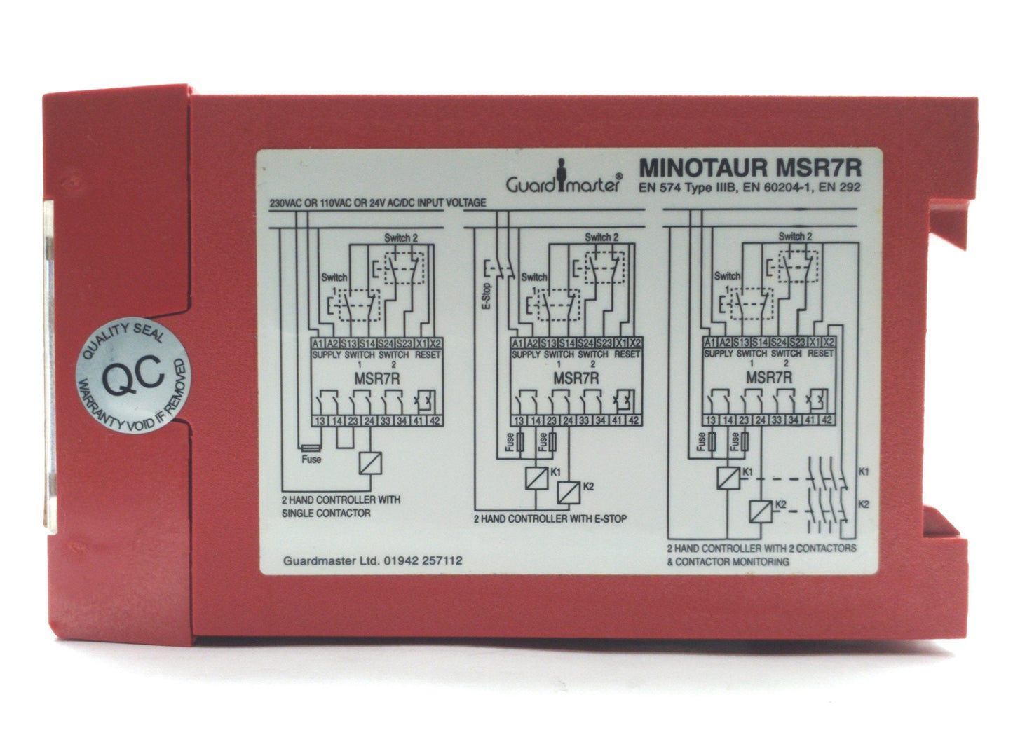 Used Allen Bradley 440R-D23021 Guardmaster Two Hand Safety Relay, 3-Pole NO, 24VAC/DC