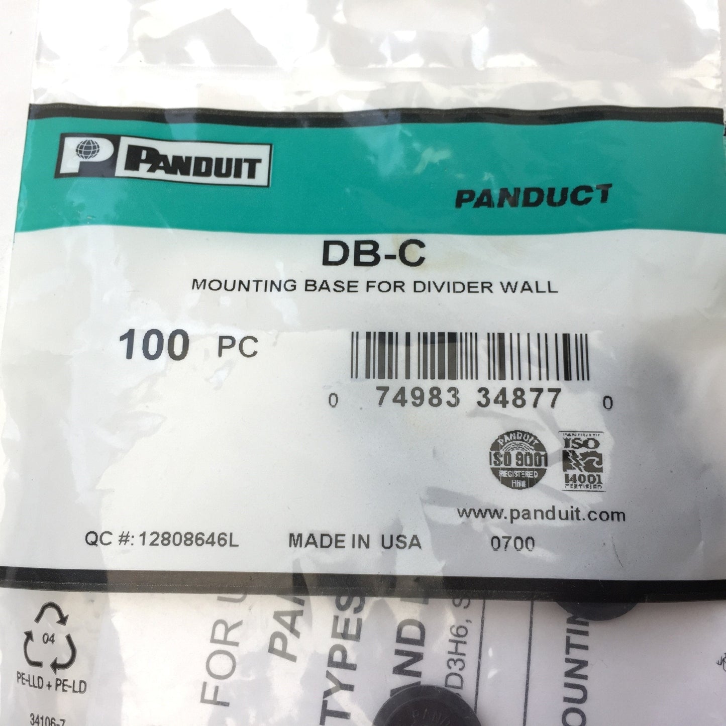 New – Open box Lot of 3 Panduit DB-C Mounting Base for Divider Wall 100 PC for Panduct F,G,FS,D