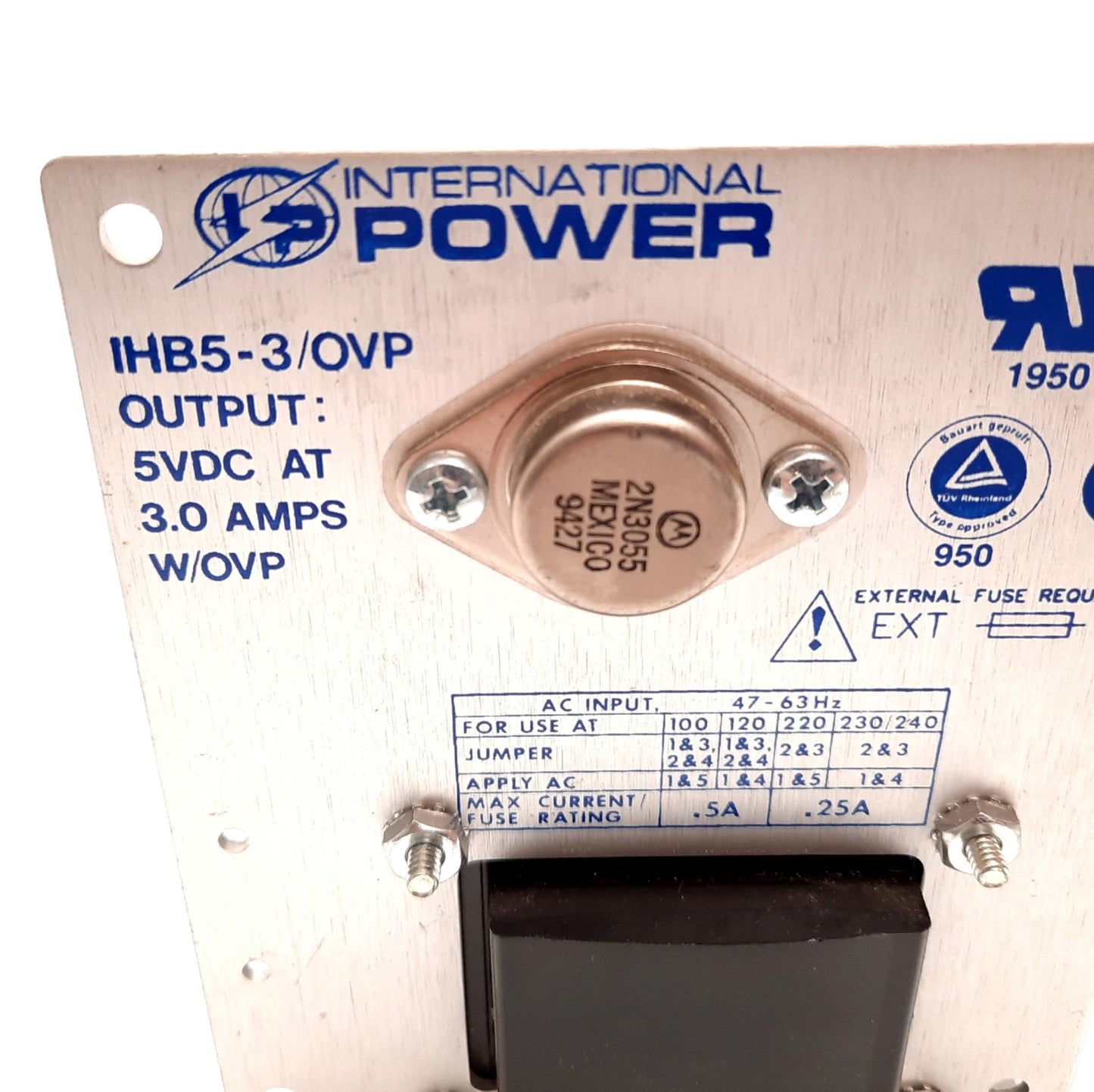 Used International Power IHB5-3/OVP Power Supply, Out: 5VDC, In: 100/120/220/240VAC