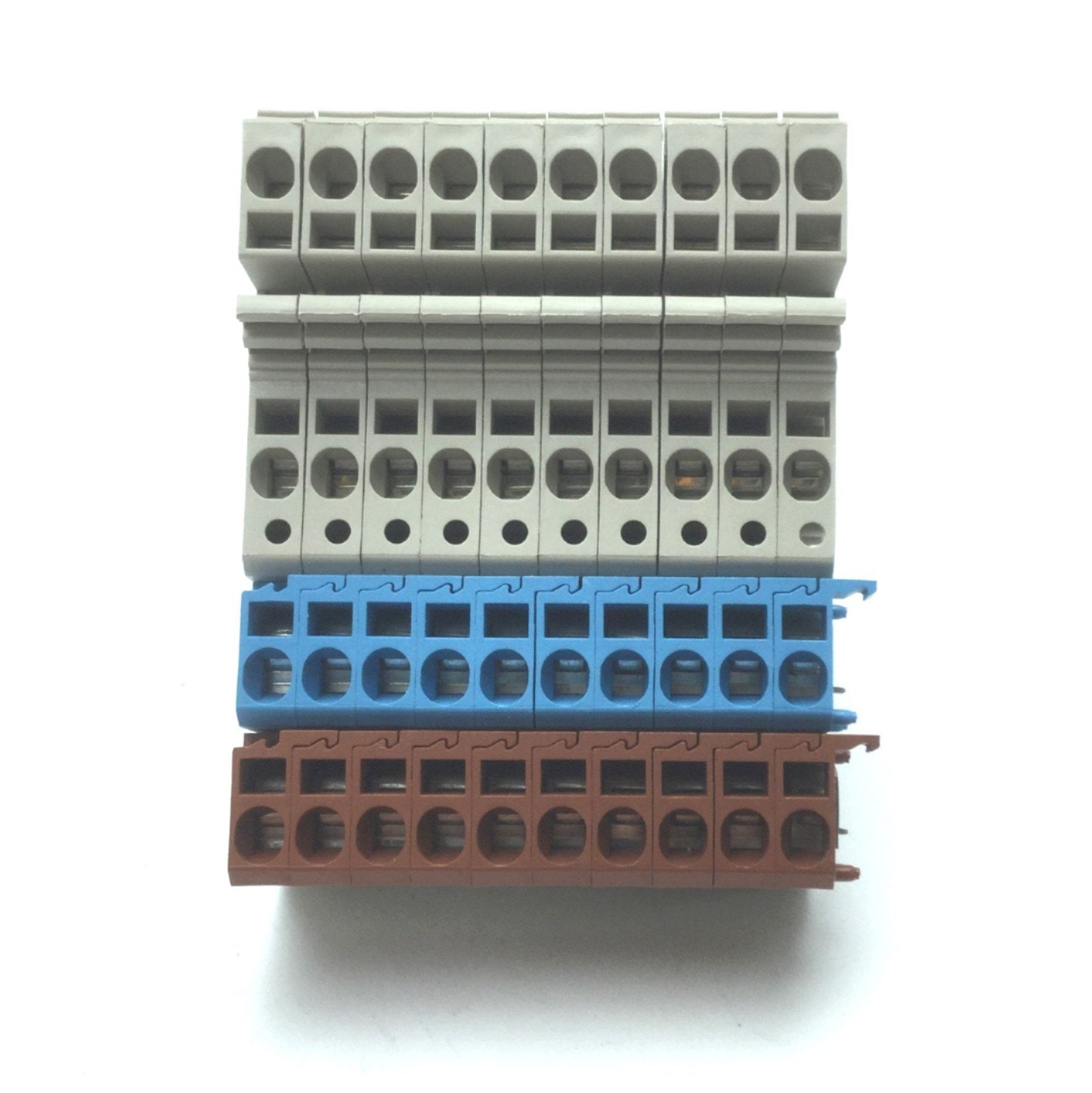 Used Lot of 10 Weidmuller ZIA 1.5/3L-1S Terminal Blocks w ZVL 1.5 Distribution Plugs