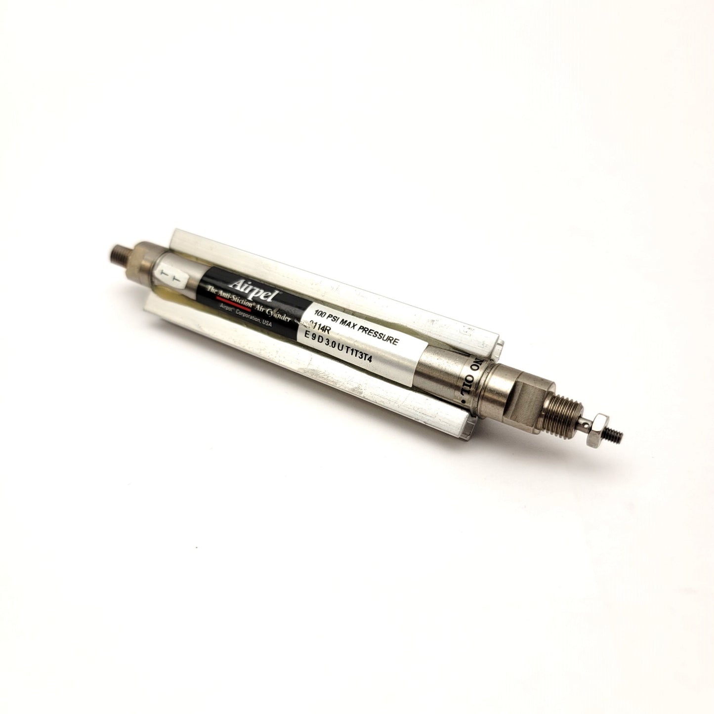 Used Airpel E9D3.0UT1T3T4 Anti-Stiction Air Cylinder Stroke: 3" 100psi Max 10-32 UNF