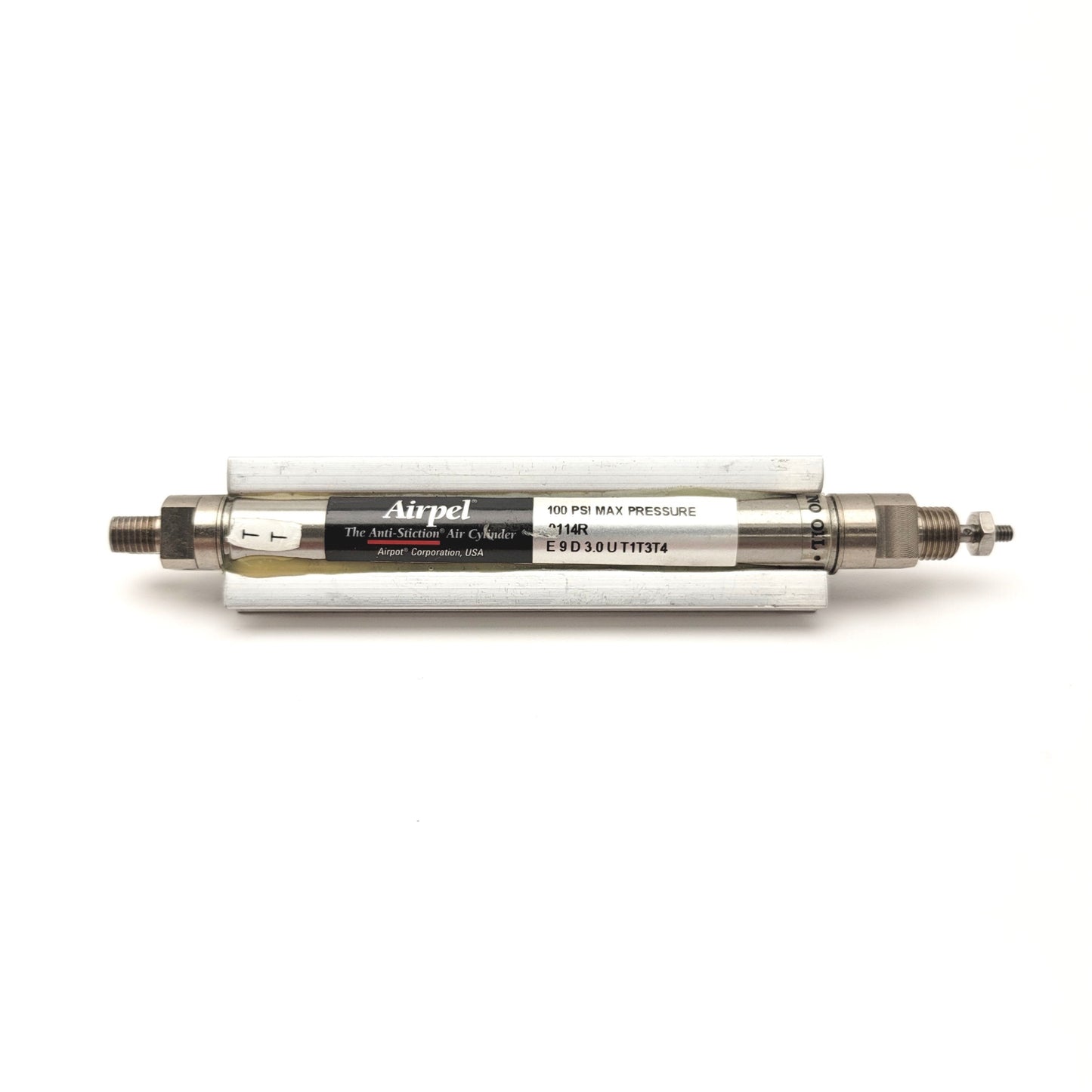 Used Airpel E9D3.0UT1T3T4 Anti-Stiction Air Cylinder Stroke: 3" 100psi Max 10-32 UNF