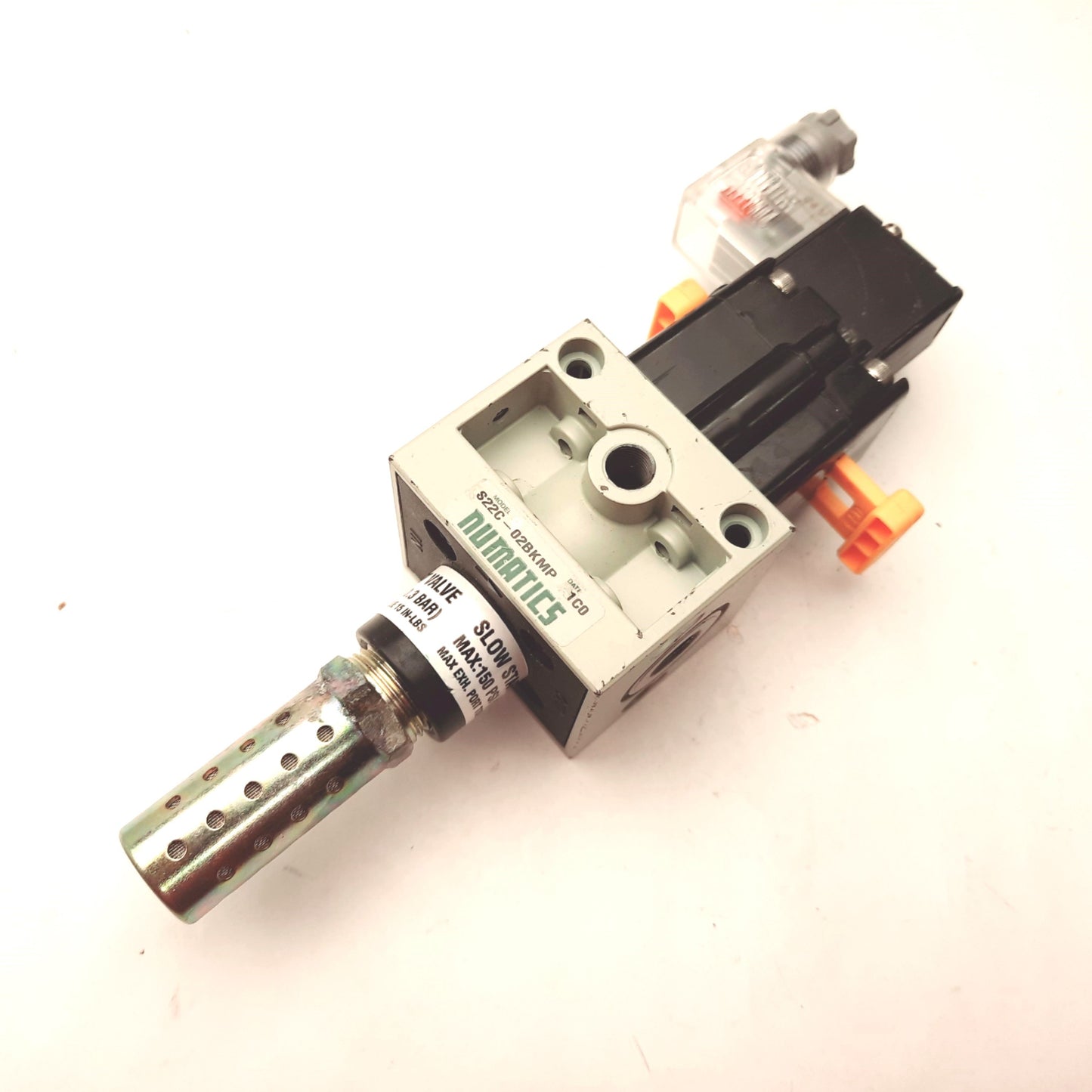 Used Numatics S22C-02BKMP Valve Solenoid, Slow Start, 150PSI Max, 1/4" NPT Ports