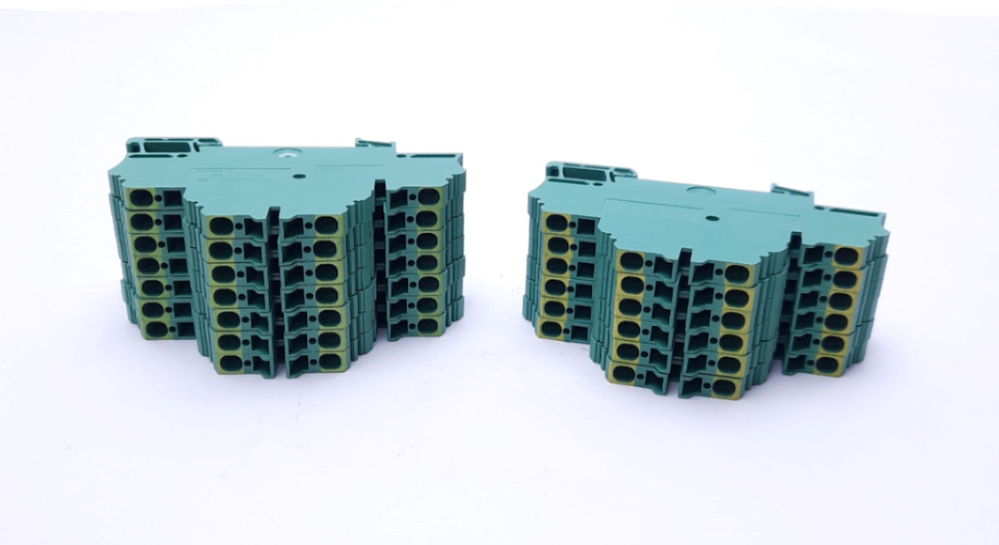 Used Lot of 13 Weidmuller ZDK 2.5 & 2.5/1.5PE Terminal Blocks, 500V, 300A Short-Time