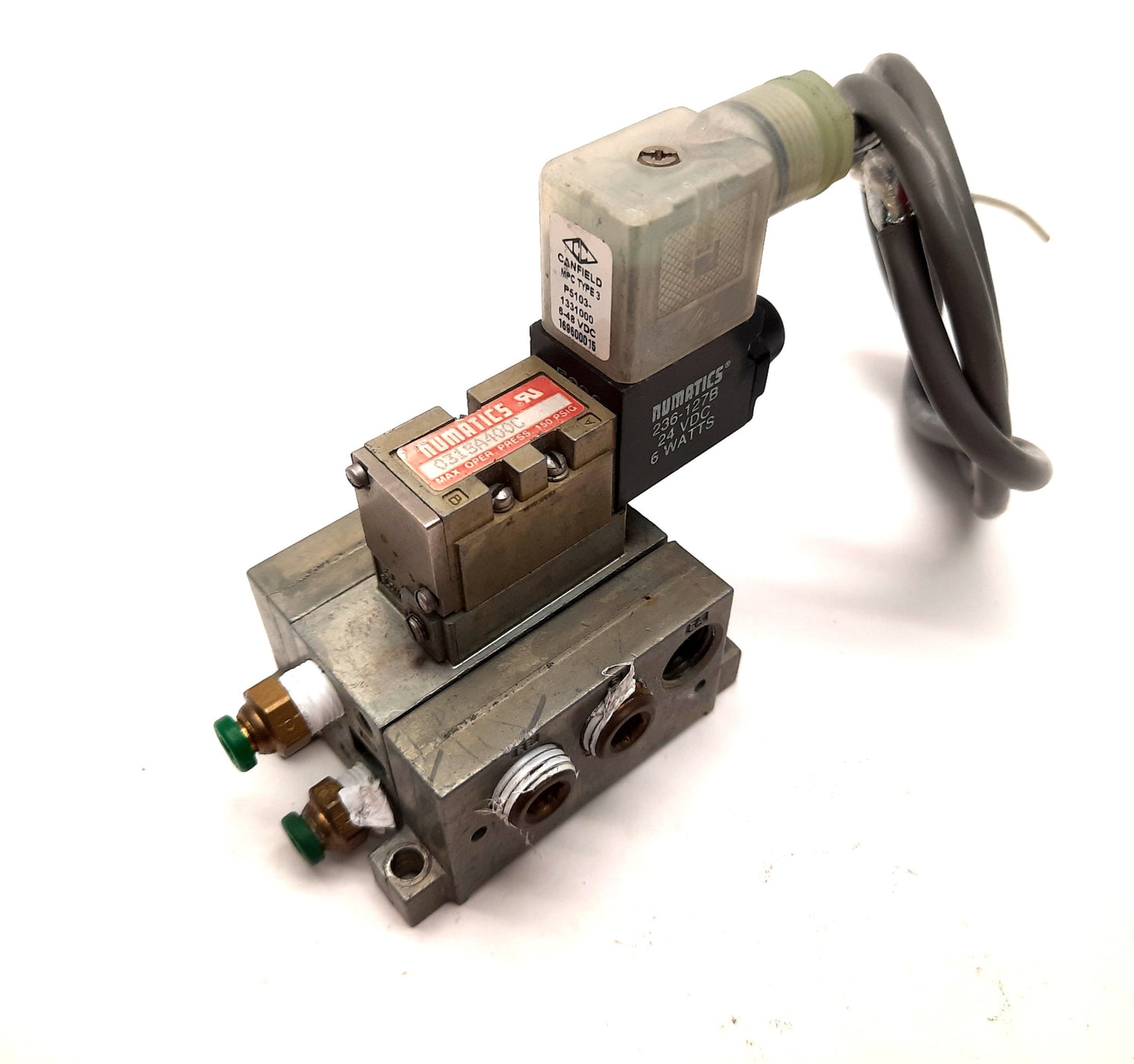 Used Numatics 031SA400C Solenoid Air Valve 2 Pos 5 Port 1/8" NPT 24VDC