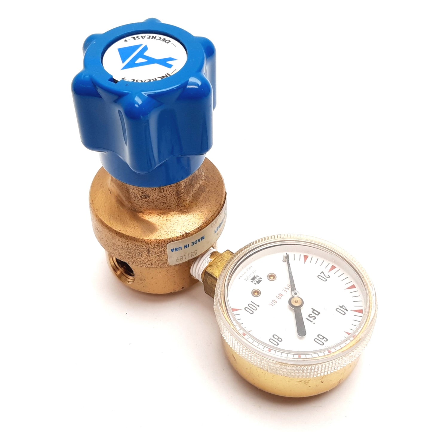 Used Linde SG-3800-100 Union Carbide Regulator Valve, Gauge: 0-100 PSI, 1/4" NPT