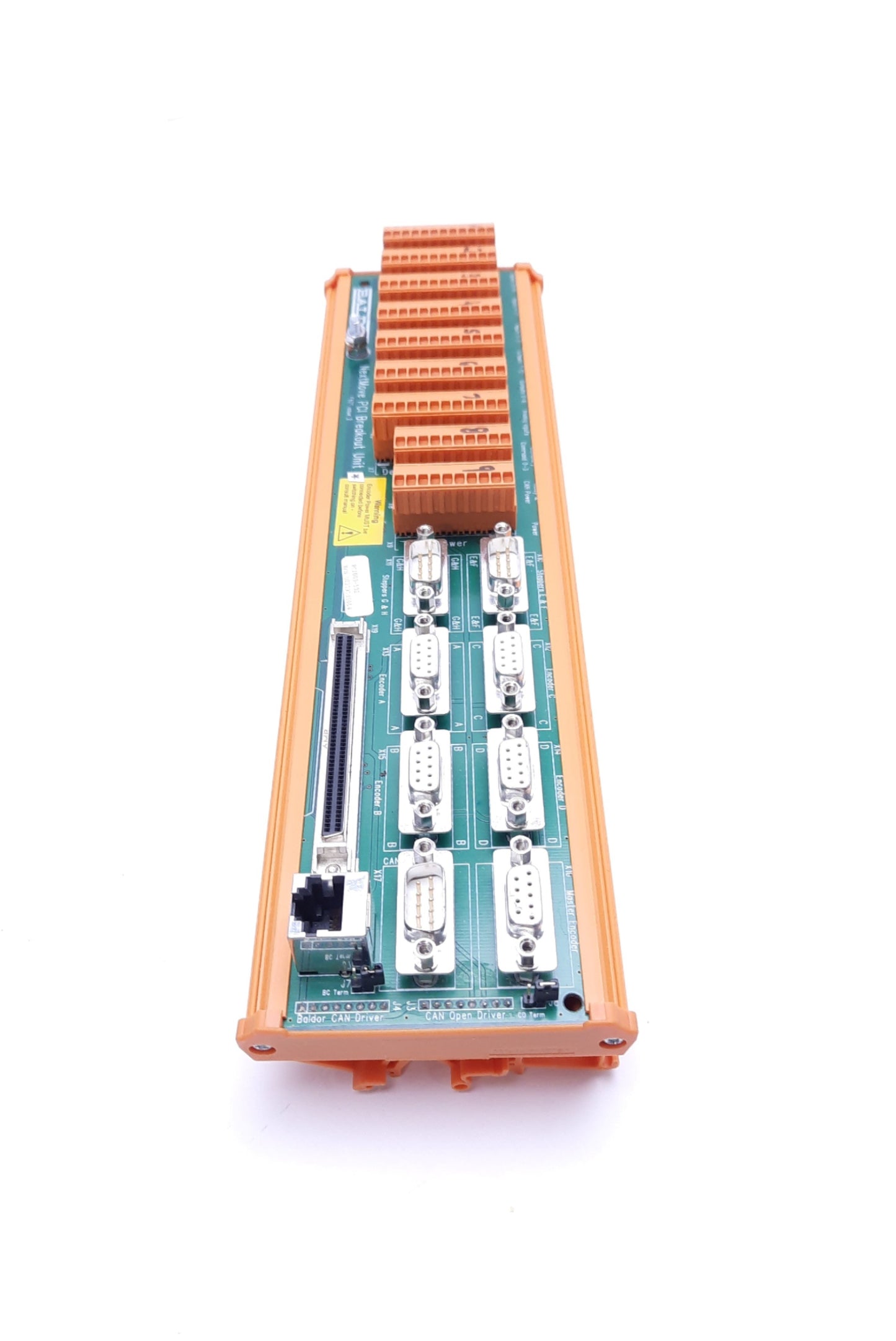 Used Baldor NextMove PCI 003-502 Breakout Board, PCI/PCI-2, DIN Rail, RJ45, Type-D