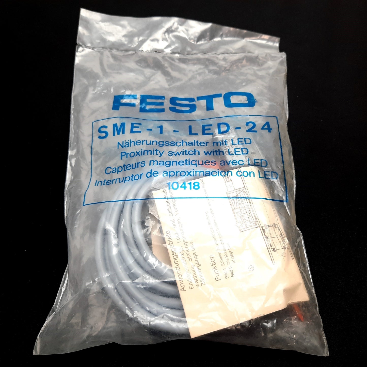 New Festo SME-1-LED-24 Proximity Sensor Cylinder Reed Switch, 24VAC/DC 40W 2A