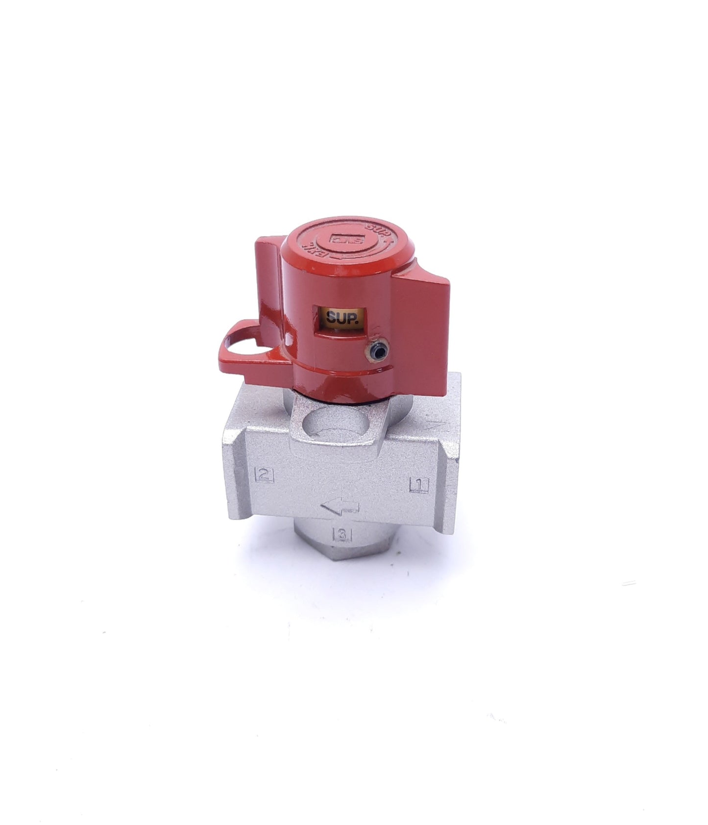 Used SMC VHS20-F02 3-Port Lock Out/Relief Hand Valve, 1/4" NPT, Locking Holes