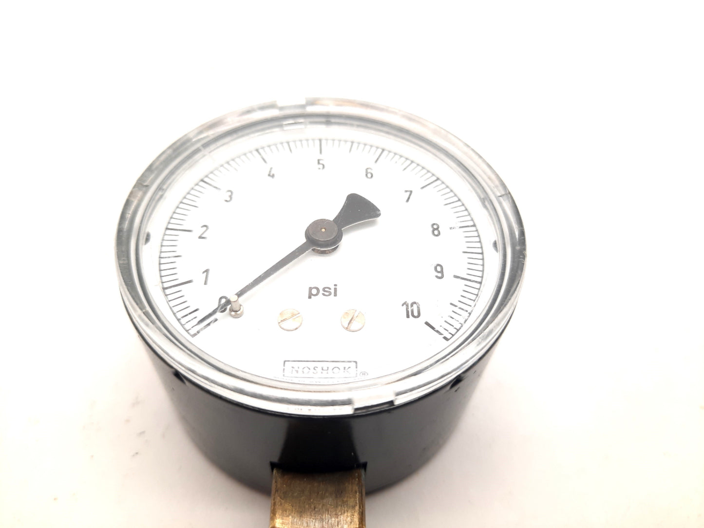Used Noshock 25-100-10-PSI-1/4-BSC Pressure Gauge D: 2.5" 10 PSI 1/4" NPT