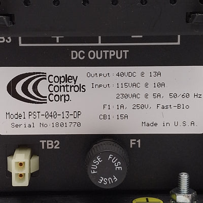 Used Copley Controls PST-040-13-DP Power Supply, Out: 40VDC @13A, In: 115VAC @ 10A