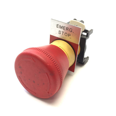 Used Eaton Cutler Hammer Emergency Stop Twist Release Pushbutton E22CB1 Contact 1NC