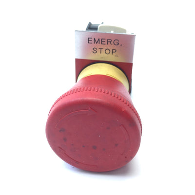 Used Eaton Cutler Hammer Emergency Stop Twist Release Pushbutton E22CB1 Contact 1NC
