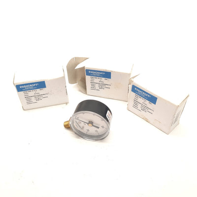 New – Open box Lot of 3 Ashcroft 20W1005 H 01L Pressure Gauge, 0-30psi, Size: 2", 1/8" NPT