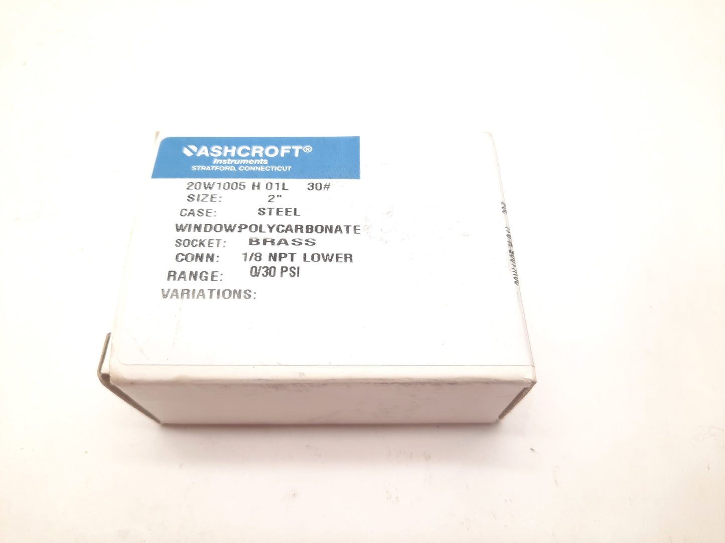 New – Open box Lot of 3 Ashcroft 20W1005 H 01L Pressure Gauge, 0-30psi, Size: 2", 1/8" NPT