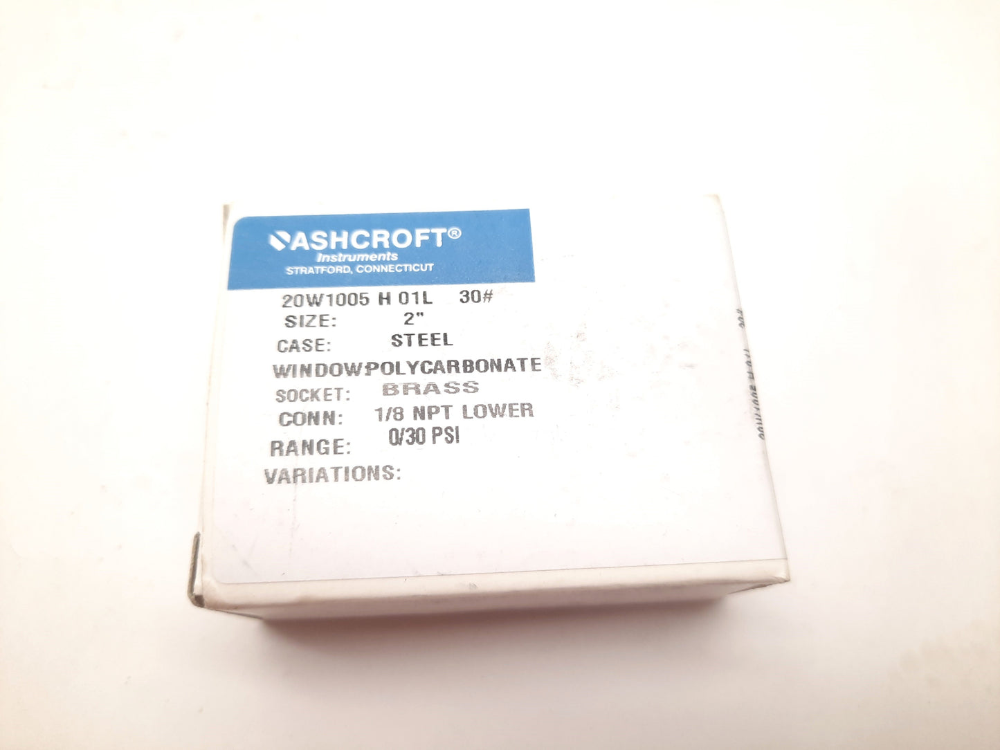 New – Open box Lot of 3 Ashcroft 20W1005 H 01L Pressure Gauge, 0-30psi, Size: 2", 1/8" NPT