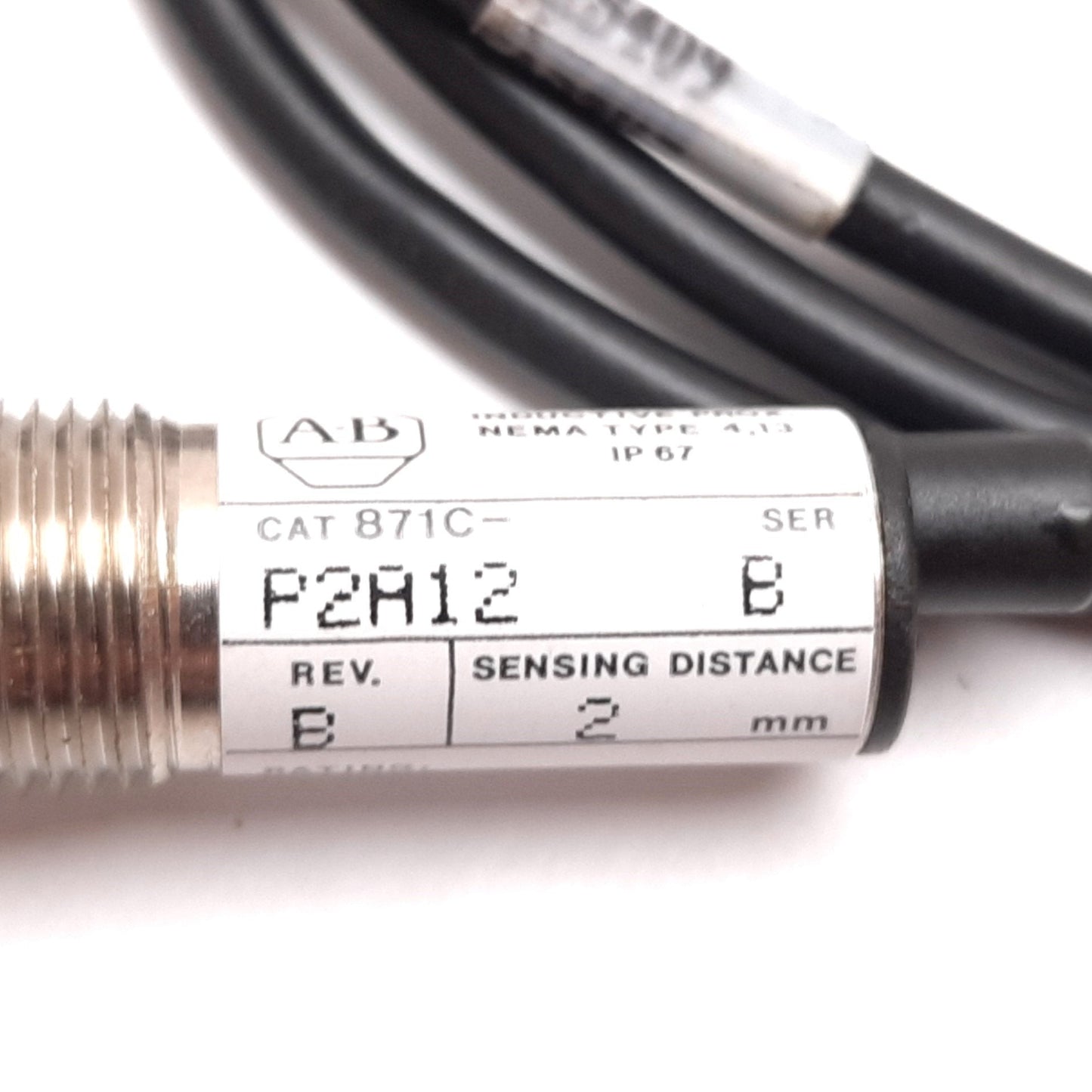 Used Allen Bradley 871C-P2A12 Inductive Proximity Sensor, 2mm Range, 10-30VDC, M12