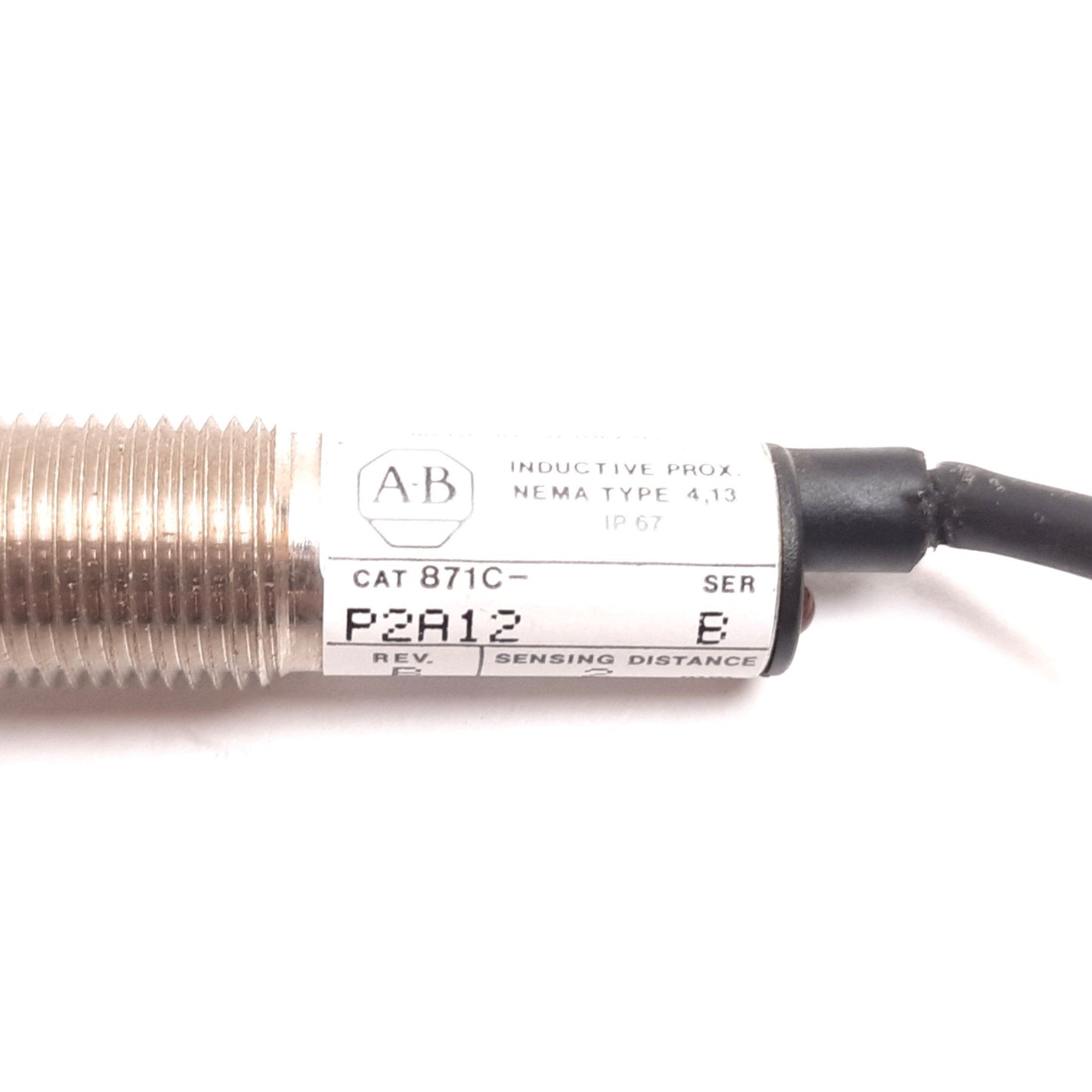 Used Allen Bradley 871C-P2A12 Inductive Proximity Sensor, 2mm, 10-30VDC Damaged Cable
