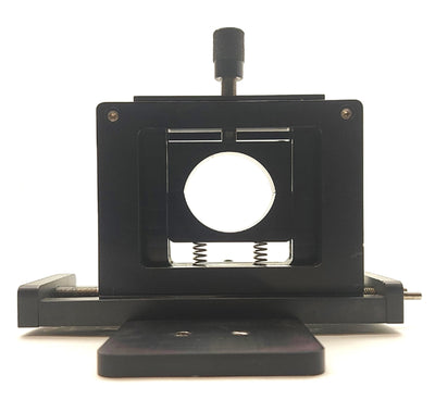 Used 2-Axis LASER Optic Mount Z: 7.5mm X: 20mm Travel Vert/Horiz Tilt ?35-40mm Optic