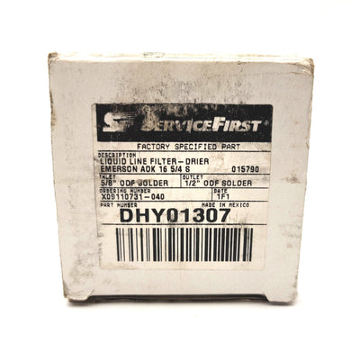 New Service First Emerson DHY01307 Liquid Line Filter Drier 5/8"-1/2" ODF Solder
