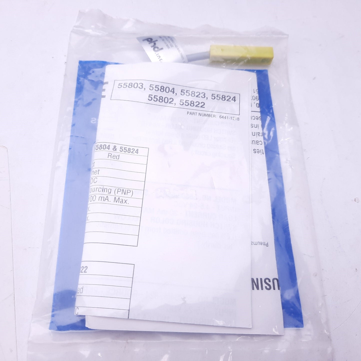 New PHD 55823-1 Proximity Switch, Hall Effect, NPN, 4.5-24VDC, Yellow