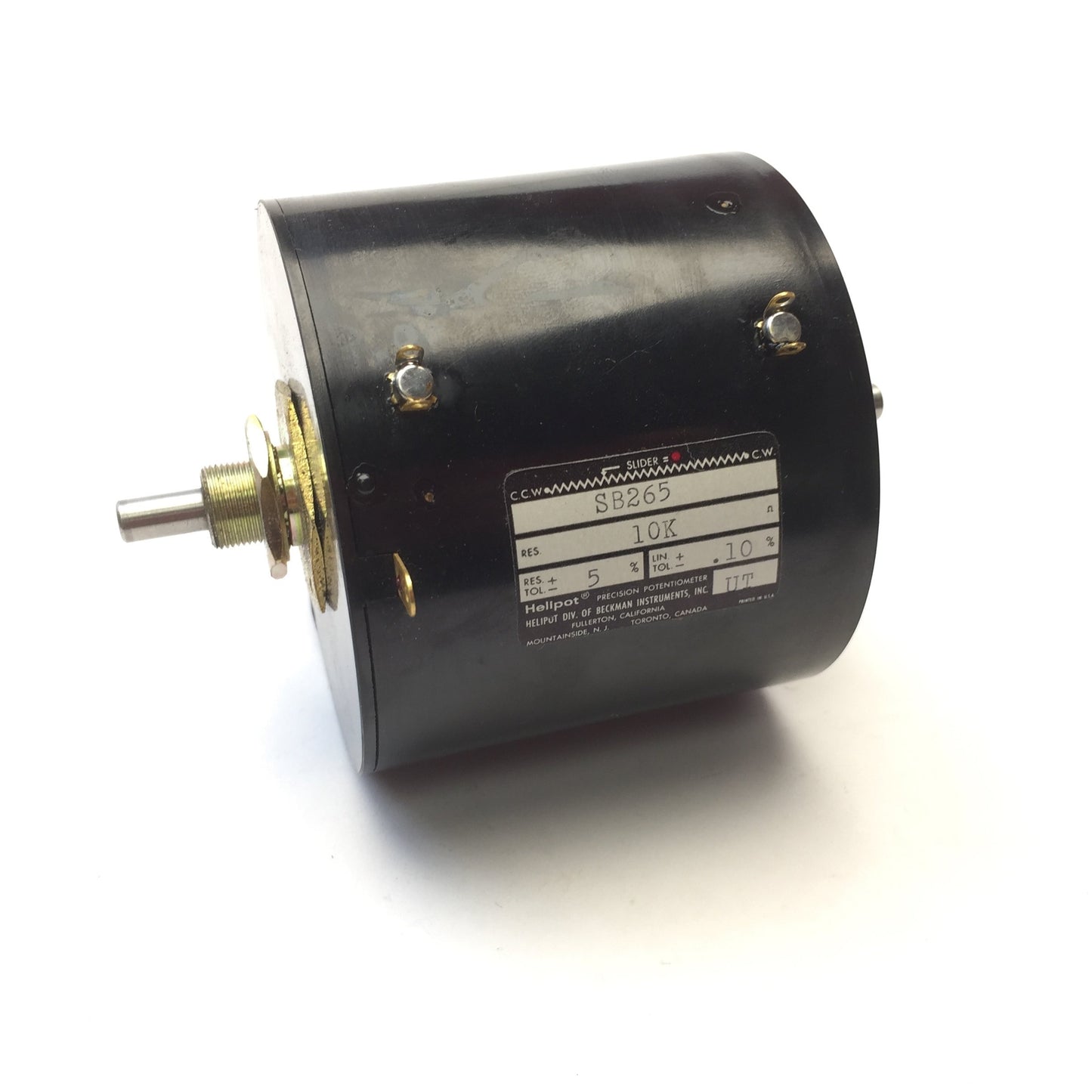 New – Open box Beckman SB265 5905-283-8436 Helipot 10k Ohm, 15-Turn Precision Potentiometer