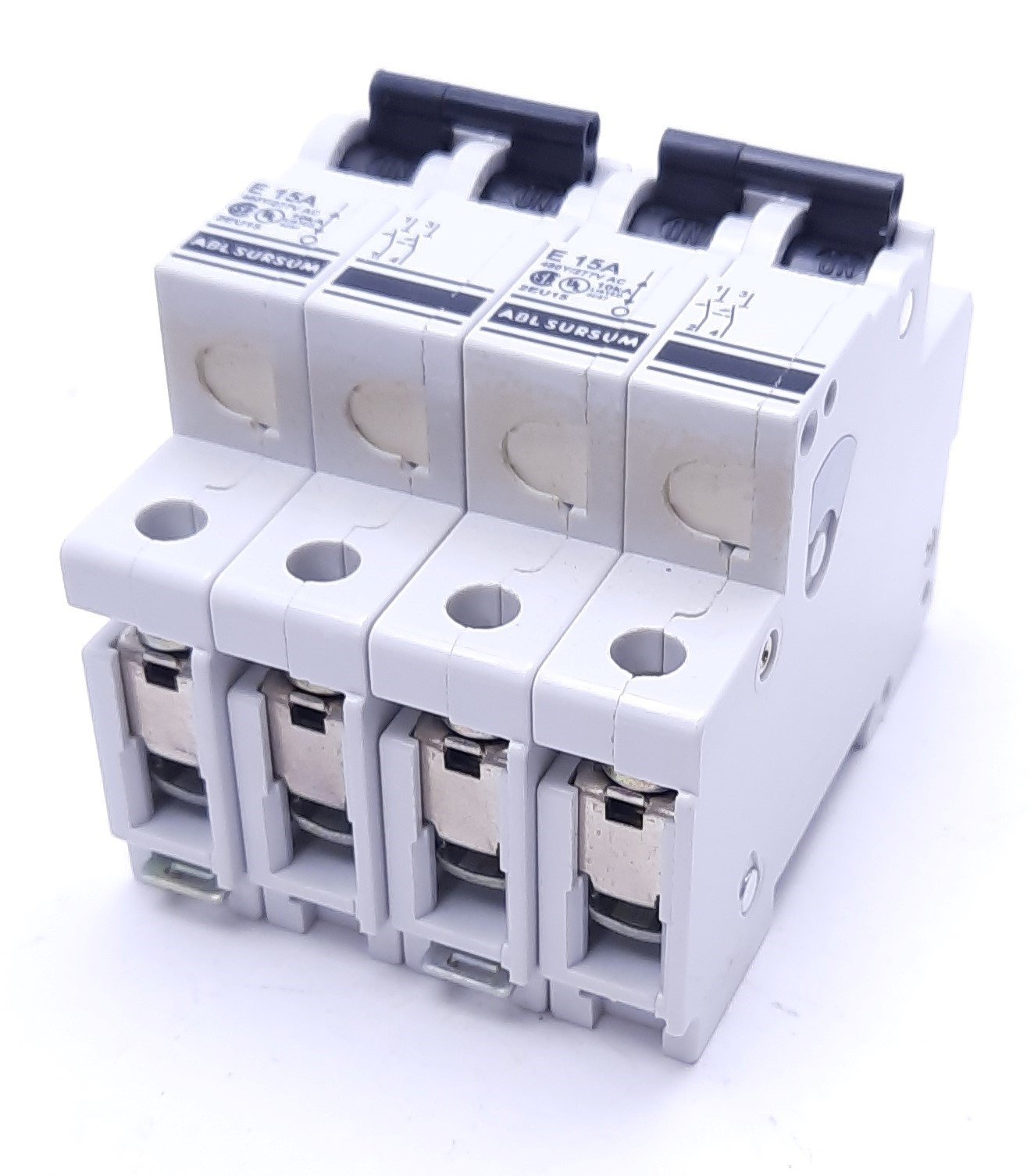 Used Lot of 2 ABL Sursum E 15A Circuit Breakers: Model 2EU15, 277 VAC, 2 Pole